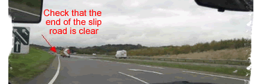 Using a slip road to enter a dual carriageway
